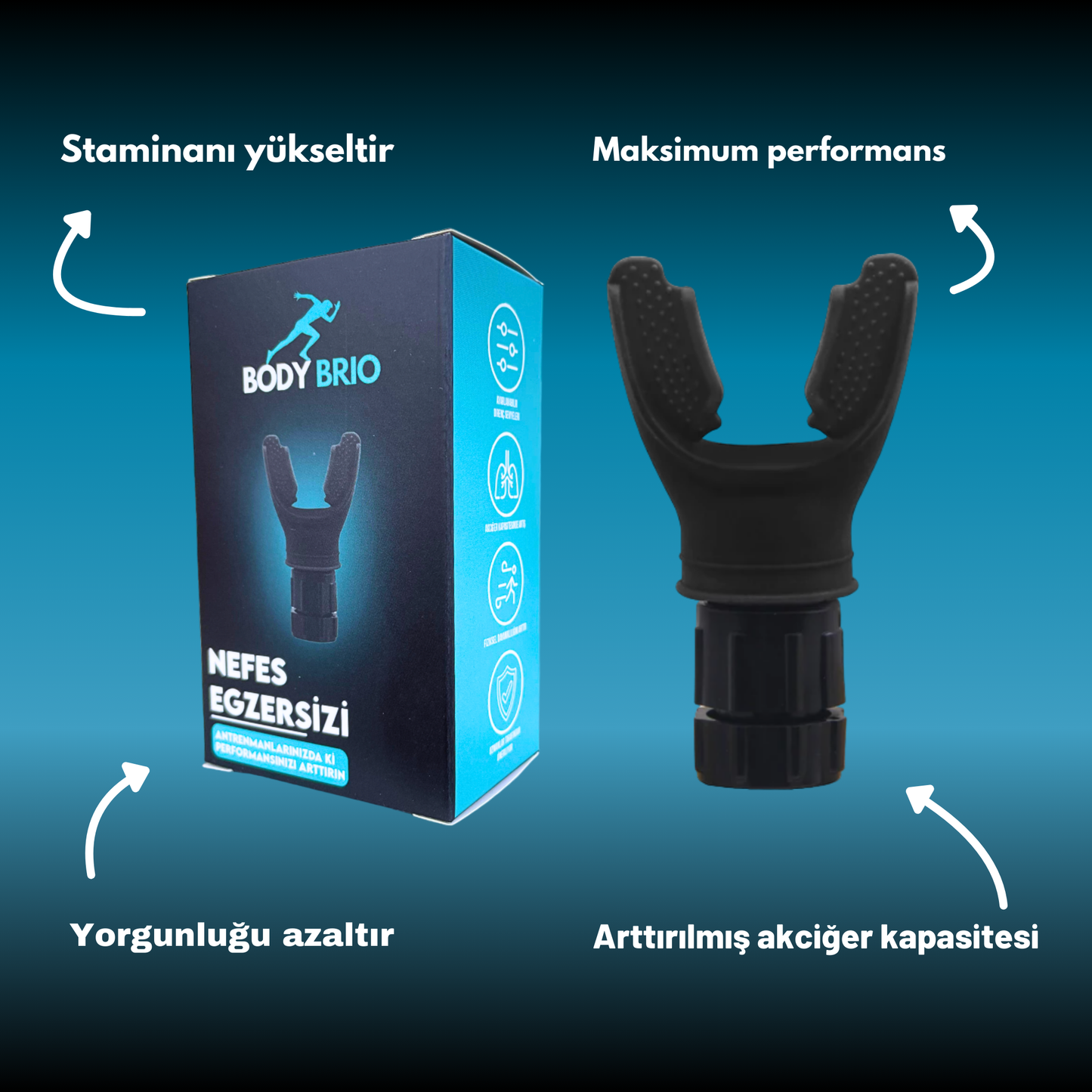 BodyBrio Nefes Egzersiz Aleti + MentoMax 2'Lİ Set